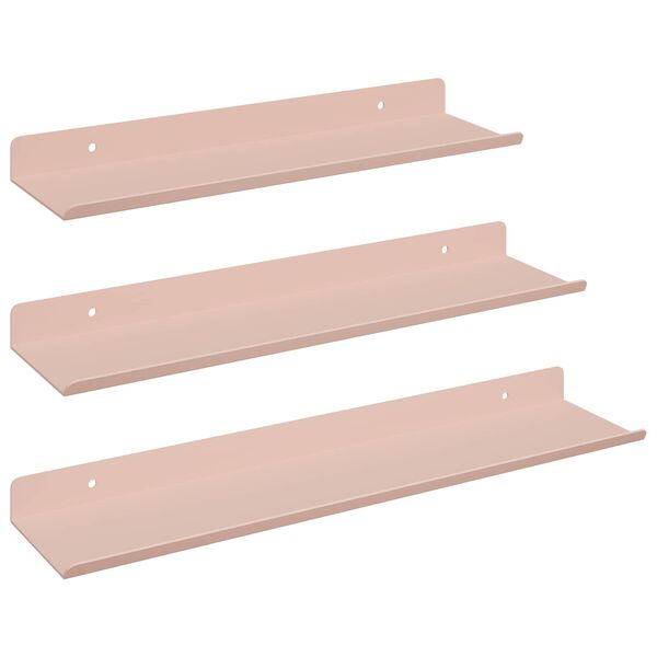 vidaXL Raft suspendat Pe perete 3 pcs Roz 40 x 9 x 2,5 cm Oțel
