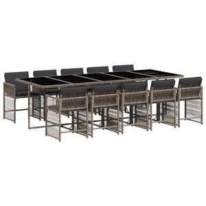 vidaXL Set mobilier de grădină cu perne, 11 piese, gri, poliratan