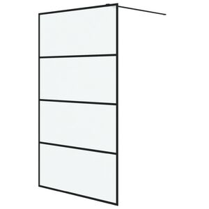 vidaXL Perete cabină duș walk-in negru 115x195 cm sticlă ESG mată