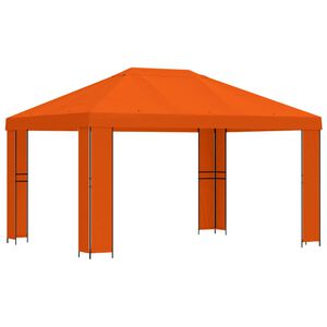vidaXL Foișor 4 &times; 3 m Portocaliu Poliester și oțel 190 gsm