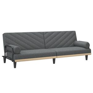 vidaXL Canapea extensibilă cu cotiere, gri &icirc;nchis, textil
