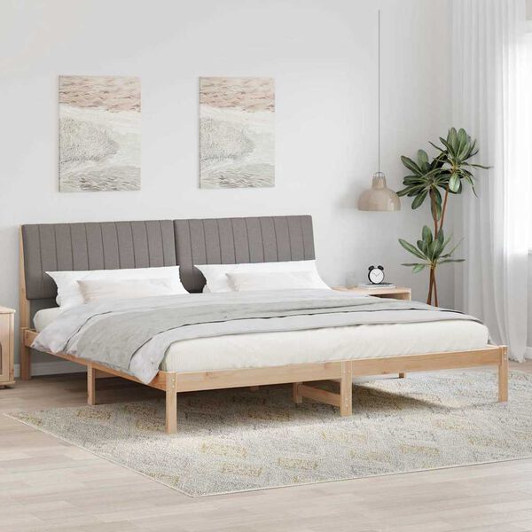 vidaXL Cadru de pat cu headboard Maro 200 x 200 cm Lemn de pin masiv