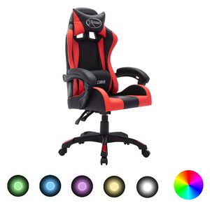 vidaXL Scaun de jocuri cu LED RGB, roșu și negru, piele ecologică