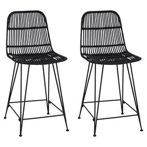 vidaXL Scaun de bar 2 buc. Negru 44 x 54 x 96 cm Rattan și oțel