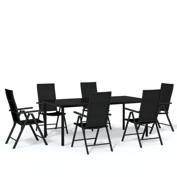 vidaXL Set de mobilier pentru grădină, 7 piese, negru