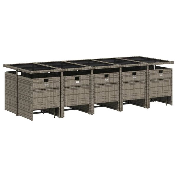 vidaXL Set mobilier de grădină cu perne, 15 piese, gri, poliratan