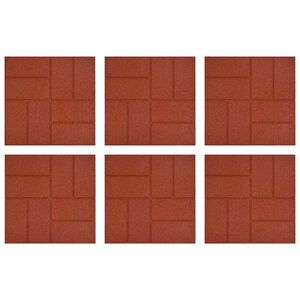 vidaXL Piatra de pași 6 pcs Roșu 40,5 x 40,5 x 2 cm Cauciuc