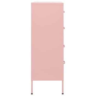 vidaXL Comodă cu sertare, roz, 80x35x101,5 cm, oțel
