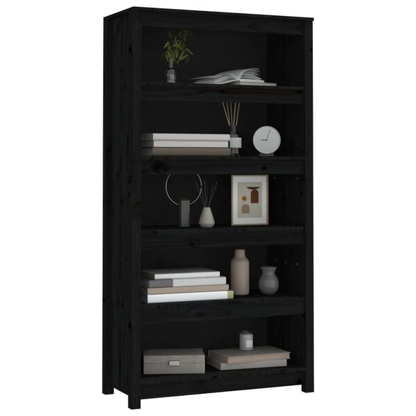 vidaXL Bibliotecă, negru, 80x35x154 cm, lemn masiv de pin