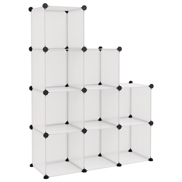 vidaXL Organizator cub de depozitare, 9 cuburi, transparent, PP