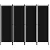 vidaXL Paravan de cameră cu 4 panouri, negru, 200 x 180 cm