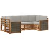 vidaXL Set de canapele de exterior 5 buc. Natural și gri deschis