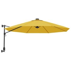 vidaXL Umbrelă de soare montată pe perete, cu LED-uri, galben, 290 cm