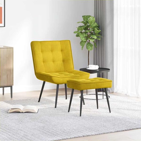 vidaXL Scaun de relaxare cu scaun catifea galbenă