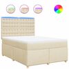 vidaXL Pat continental cu saltea, crem, 140x200 cm, material textil
