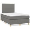 vidaXL Pat box spring cu saltea, gri &icirc;nchis, 120x200 cm, textil