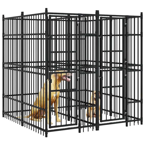 vidaXL Padoc pentru c&acirc;ini de exterior, 3,69 m&sup2;, oțel