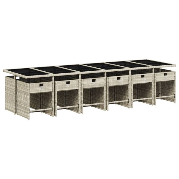 vidaXL Set mobilier de grădină cu perne 13 piese gri deschis poliratan