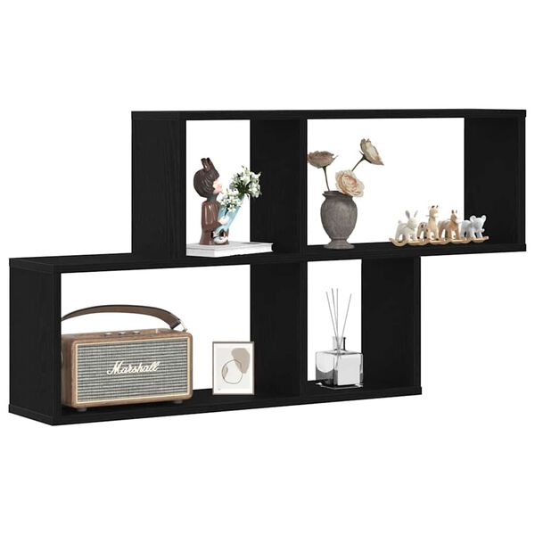 vidaXL Raft de perete Stejar Negru 76 x 15 x 53 cm Lemn compozit