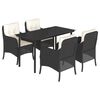 vidaXL Set mobilier de grădină cu perne, 5 piese, negru, poliratan