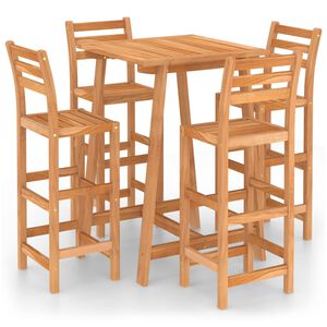 vidaXL Set mobilier bar de exterior, 5 piese, lemn masiv de acacia