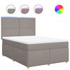 vidaXL Pat box spring cu saltea, gri taupe, 140x200 cm, textil