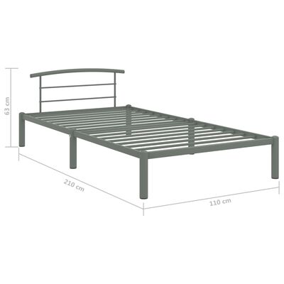 vidaXL Cadru de pat, gri, 100 x 200 cm, metal