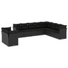 vidaXL Set canapele de grădină cu perne, 10 piese, negru, poliratan