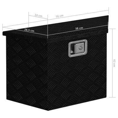 vidaXL Ladă de aluminiu, negru, 70 x 24 x 42 cm, trapez