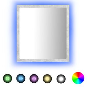 vidaXL Oglindă de baie cu LED, gri beton, 40x8,5x37 cm, acril