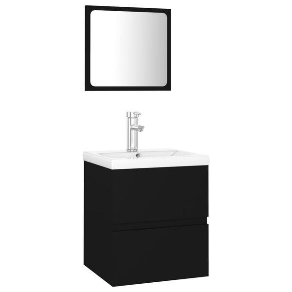 vidaXL Set mobilier de baie, negru, lemn prelucrat