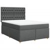 vidaXL Pat box spring cu saltea, gri &icirc;nchis, 140x200 cm, textil