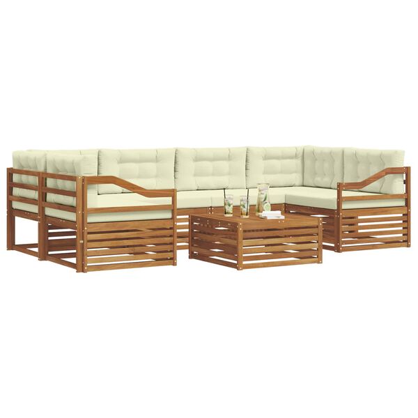 vidaXL Set de canapele de exterior cu pernă 7 pcs Natural și Crem
