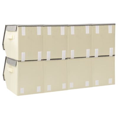 vidaXL Set cutii depozitare stivuibile capac 8 buc., gri&crem, textil