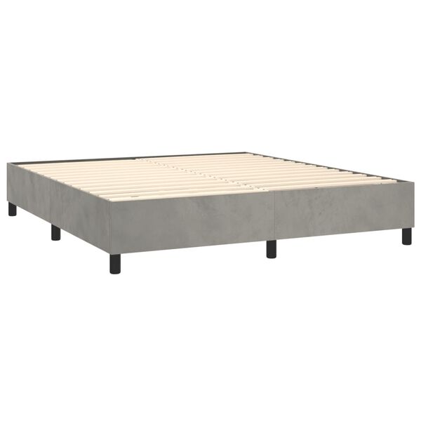 vidaXL Pat box spring cu saltea, gri deschis, 200x200 cm, catifea