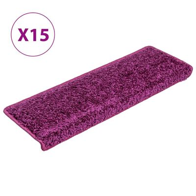 vidaXL Covorașe de trepte de scară, 15 buc., violet, 65x21x4 cm