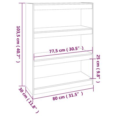 vidaXL Bibliotecă/Separator cameră gri, 80x30x103,5 cm lemn masiv pin