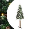 vidaXL Brad de Crăciun subțire Verde 150 cm PVC și lemn de PIN masiv