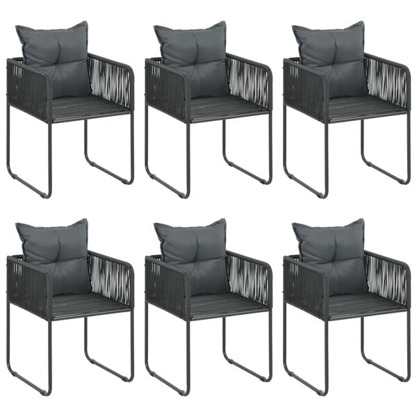 vidaXL Set mobilier masă de grădină, 7 piese, negru, ratan PVC