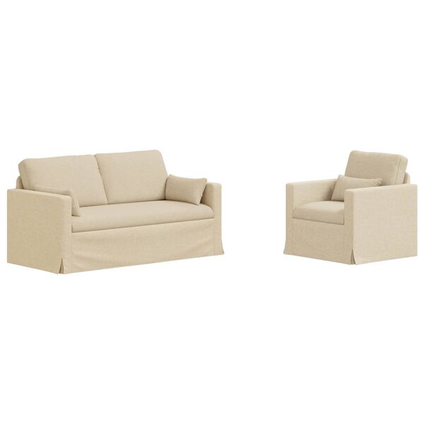 vidaXL Canapea 2 pcs Crem 158 x 78 x 80 cm țesătură