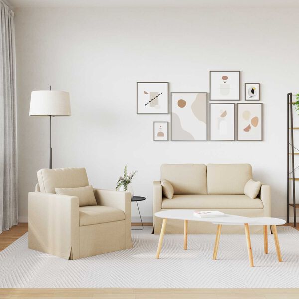 vidaXL Canapea 2 pcs Crem 139 x 78 x 80 cm țesătură