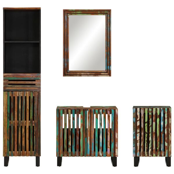 vidaXL Set mobilier de baie, 4 piese, lemn masiv de acacia