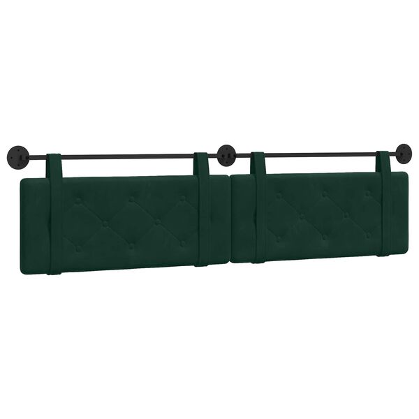 vidaXL Cap de pat suspendat Verde &icirc;nchis 210 x 55 x 5 cm Catifea
