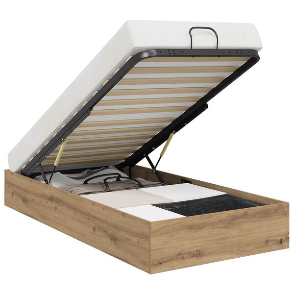 vidaXL Cadru de pat otoman Stejar Artizanal 90 x 200 cm Lemn compozit