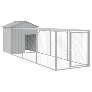 vidaXL Coteț pui cu incintă gri deschis 117x405x123 cm oțel galvanizat