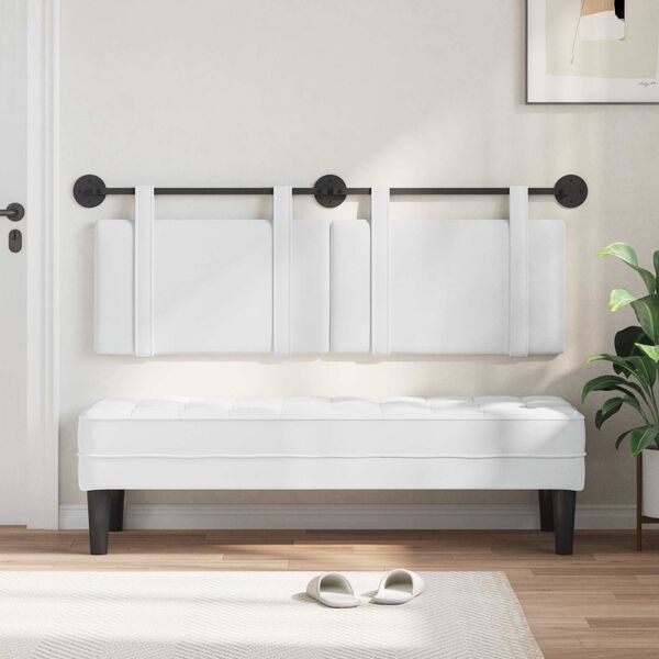 vidaXL Cap de pat suspendat Pe perete Alb 130 x 55 x 5 cm țesătură