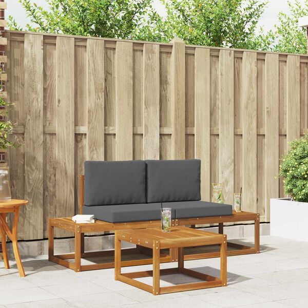 vidaXL Set de canapele de exterior cu pernă 3 pcs natural