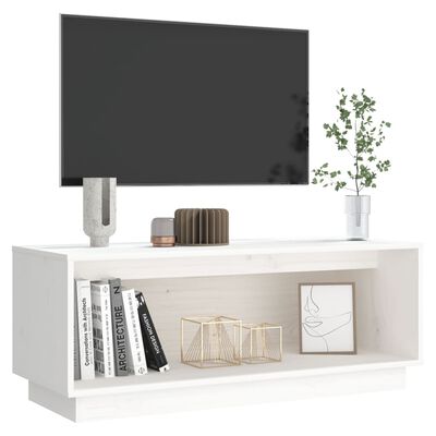 vidaXL Comodă TV, alb, 90x35x35 cm, lemn masiv de pin
