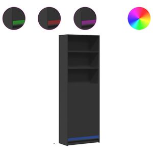 vidaXL Dulap &icirc;nalt cu LED negru 69x32,5x200 cm lemn prelucrat