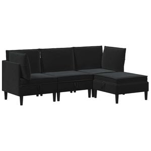 vidaXL Set de mobilier pentru living 4 buc. Negru Catifea